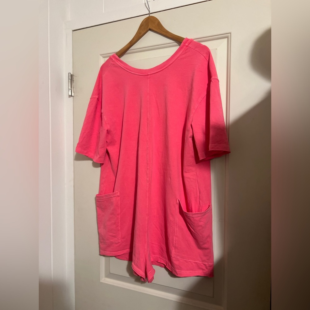 Watermelon Pink Hot Shot Tee Romper Reversible